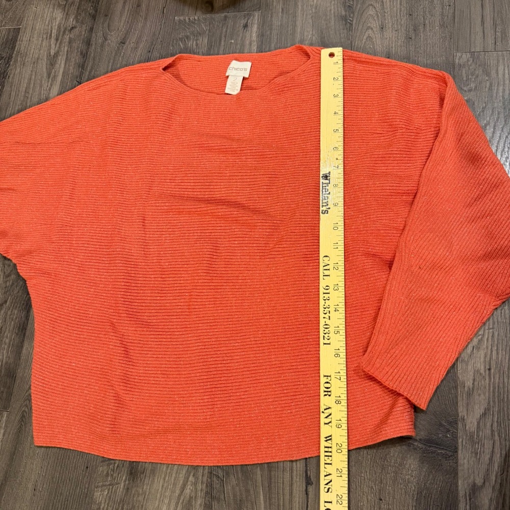 Chico's Women's Scoop Neck Ribbed Sweater in Coral - Picture 5 of 8